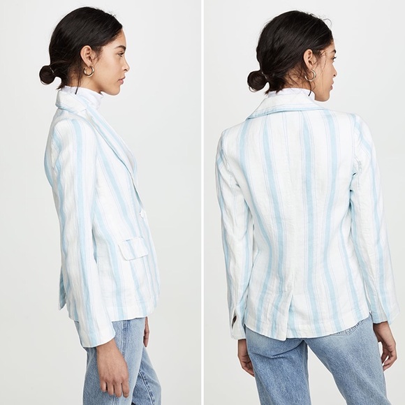 NWT FRAME CLASSIC MULTI STRIPE BLAZER IN OFF WHITE - Picture 4 of 14